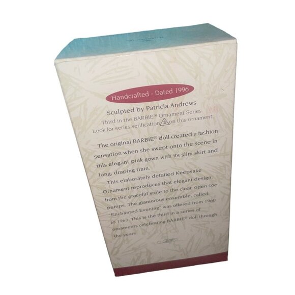 Hallmark Keepsake Barbie Enchanted Evening Ornament Pink 1996 Christmas Holiday - Picture 4 of 4